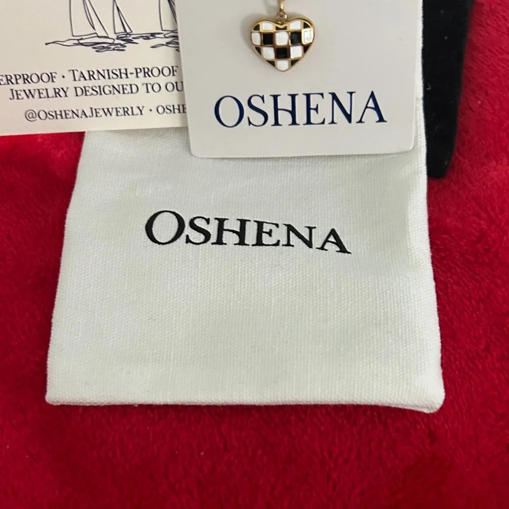 Oshena Designer‎ Beachwear Gold and Black check Heart Necklace